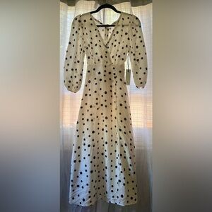 White & Black Polka Dot Mid Length Willow Brand Dress